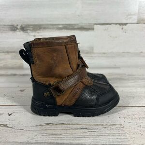 Polo Ralph Lauren Toddler Leather Boots Tyrek Brandy Brown‎ Size 6